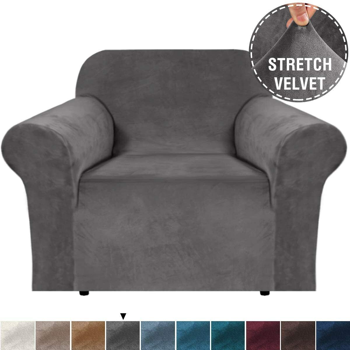 DarkGrey Velvet Cover for Standard and Reclining Sofas Couches Lounges Dining Chair - Trendy Home Decors and Furnishings