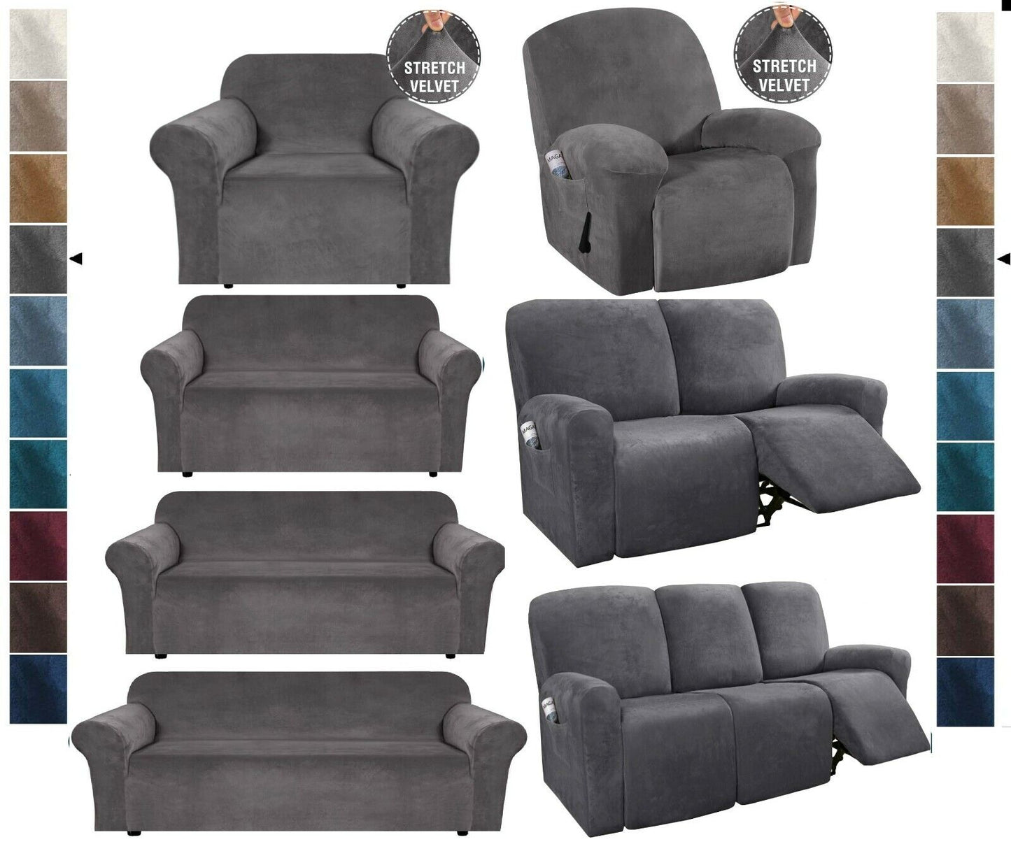 DarkGrey Velvet Cover for Standard and Reclining Sofas Couches Lounges Dining Chair - Trendy Home Decors and Furnishings