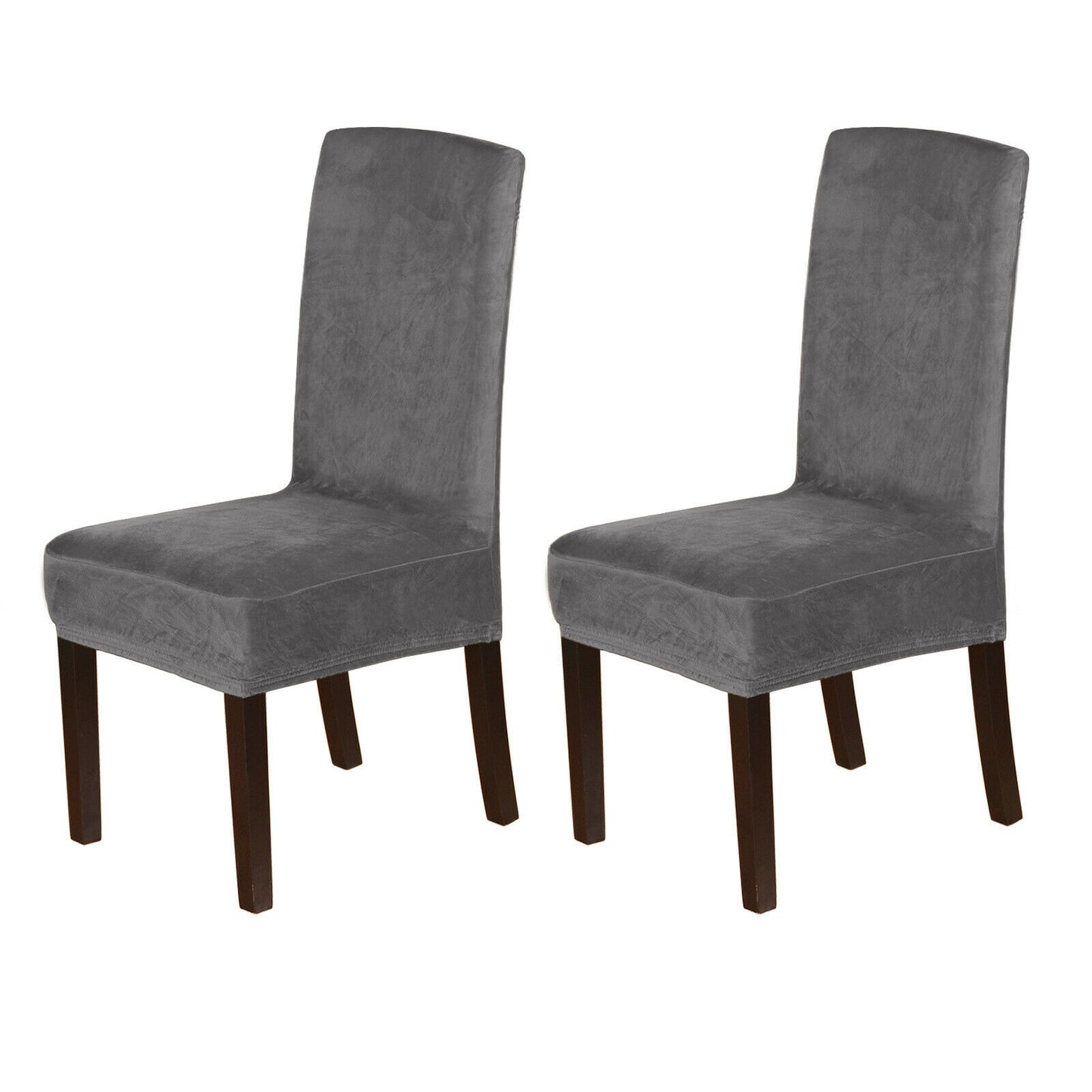 Velvet Fabric - Dining Chair Covers in Grey and Black - Trendy Home Decors and Furnishings