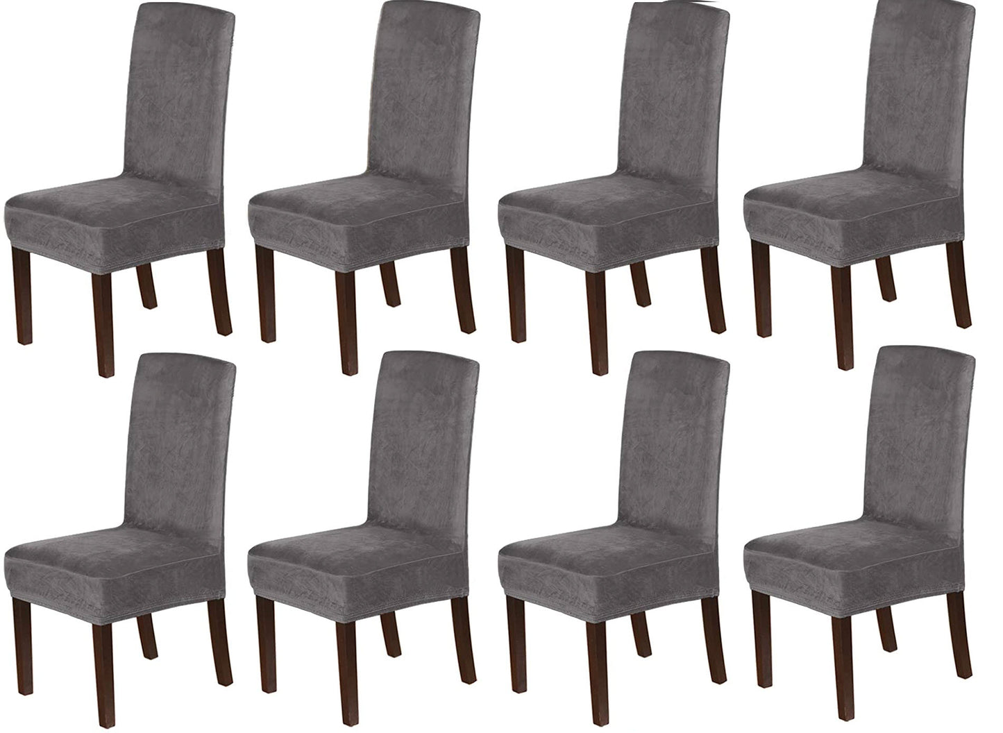 Velvet Fabric - Dining Chair Covers in Grey and Black - Trendy Home Decors and Furnishings