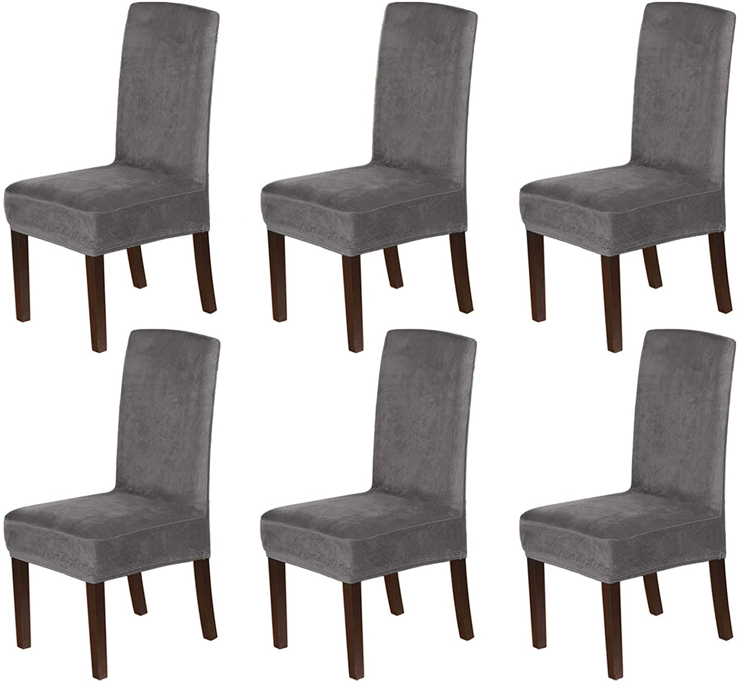 Velvet Fabric - Dining Chair Covers in Grey and Black - Trendy Home Decors and Furnishings