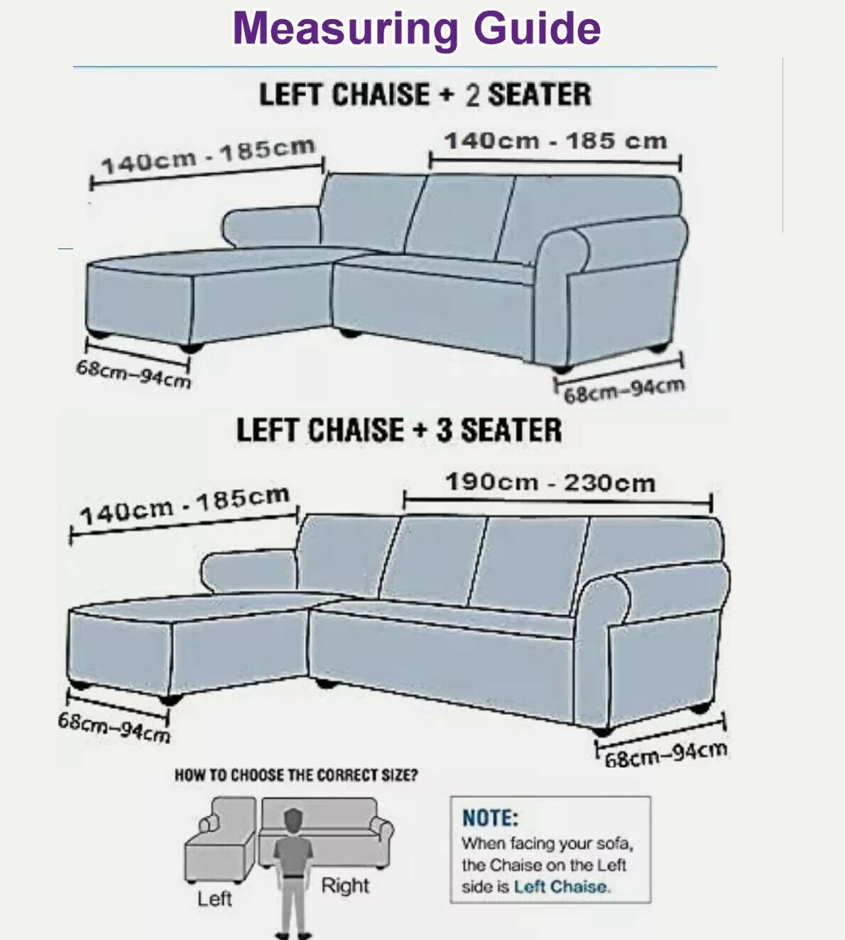 LShape Sofa Cover2-Pieces for Right Or Left Chaise with 2or3 Seat Sectional - Trendy Home Decors and Furnishings