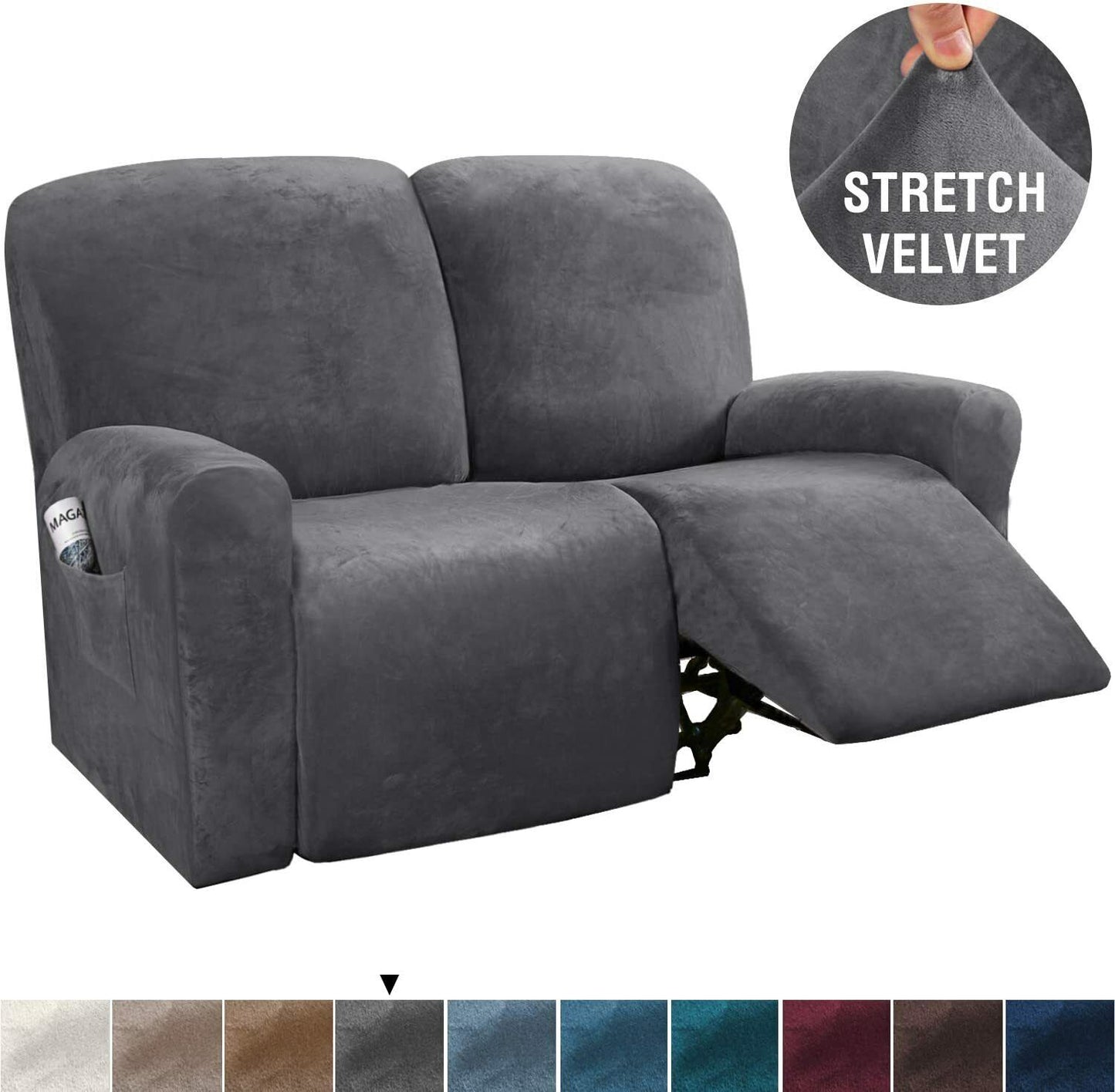 DarkGrey Velvet Cover for Standard and Reclining Sofas Couches Lounges Dining Chair - Trendy Home Decors and Furnishings