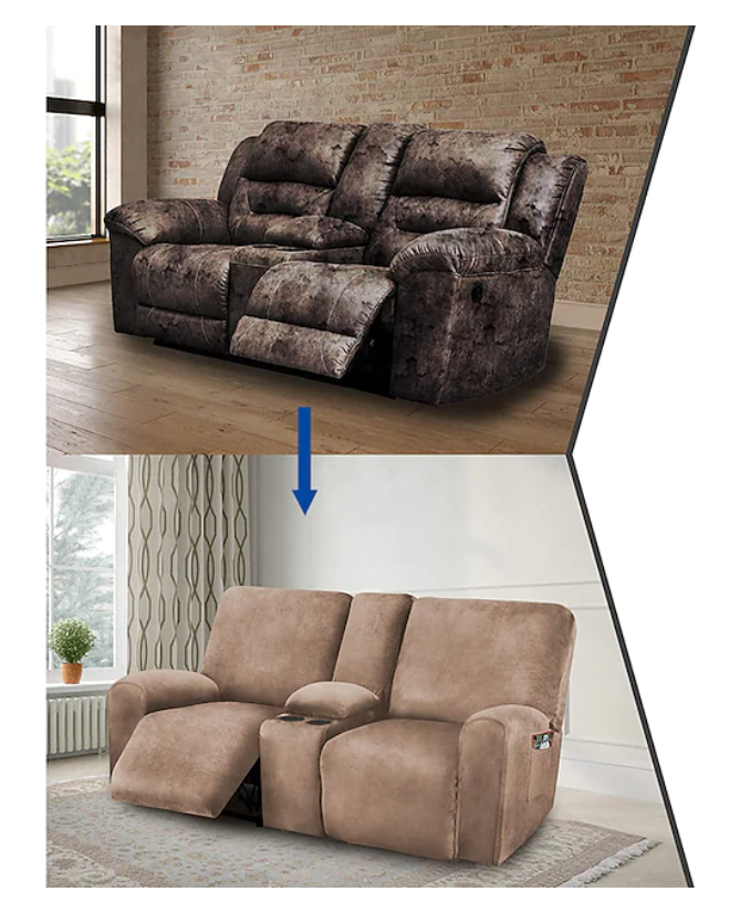 Covers for 2-Seat Recliner with Console covers thick Velvet Fabric - Trendy Home Decors and Furnishings