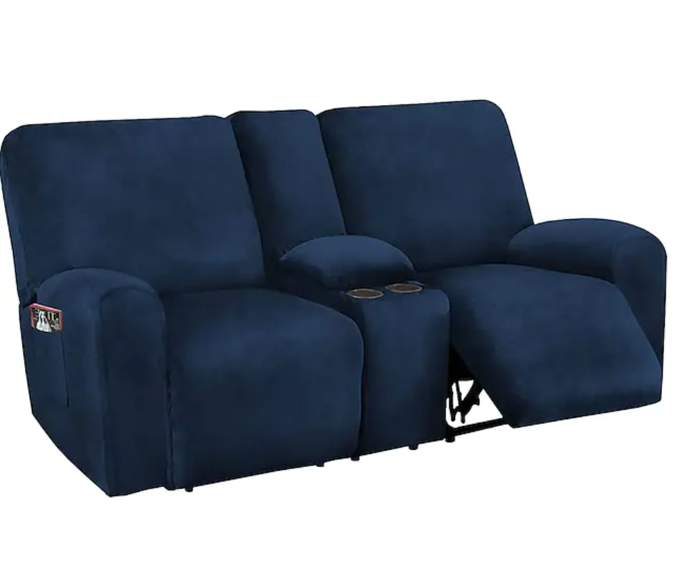 NavyDarkBlue Velvet Cover for Standard and Reclining Sofas Couches Lounges Chairs - Trendy Home Decors and Furnishings