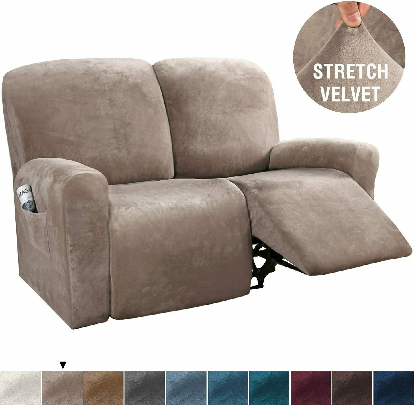 Taupe Velvet Cover for Standard and Reclining Sofas Couches Lounges Chairs Beige - Trendy Home Decors and Furnishings