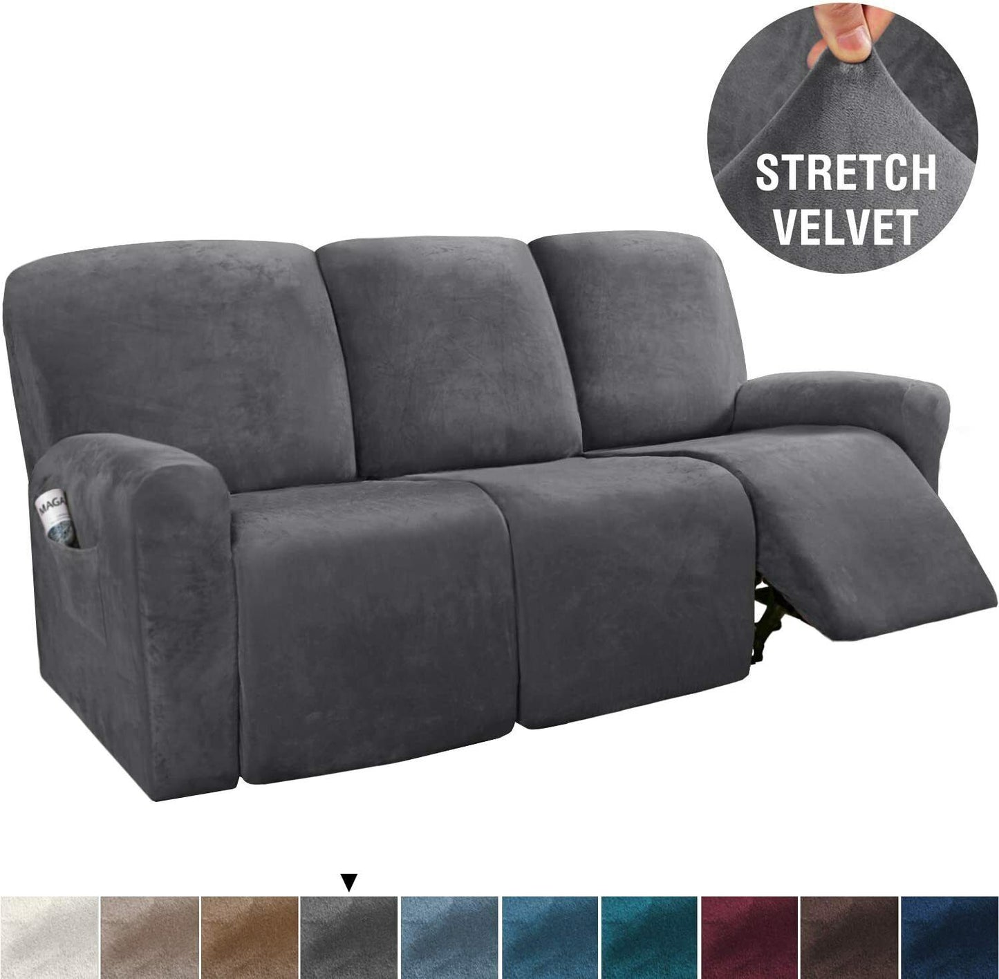 DarkGrey Velvet Cover for Standard and Reclining Sofas Couches Lounges Dining Chair - Trendy Home Decors and Furnishings