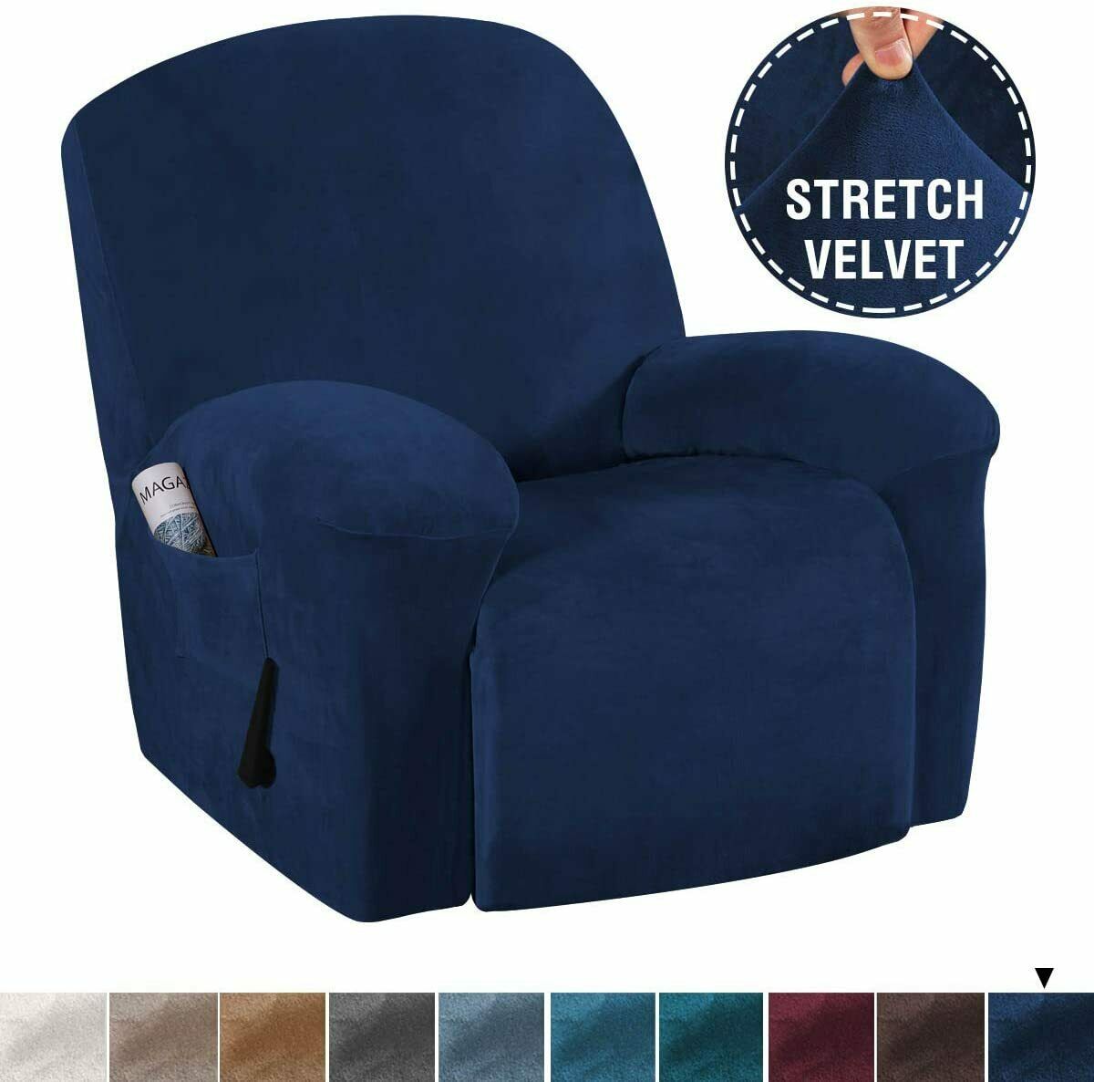 NavyDarkBlue Velvet Cover for Standard and Reclining Sofas Couches Lounges Chairs - Trendy Home Decors and Furnishings