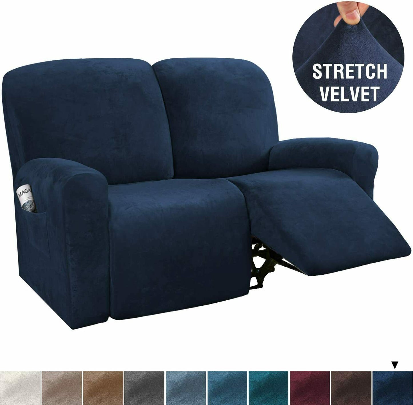 NavyDarkBlue Velvet Cover for Standard and Reclining Sofas Couches Lounges Chairs - Trendy Home Decors and Furnishings