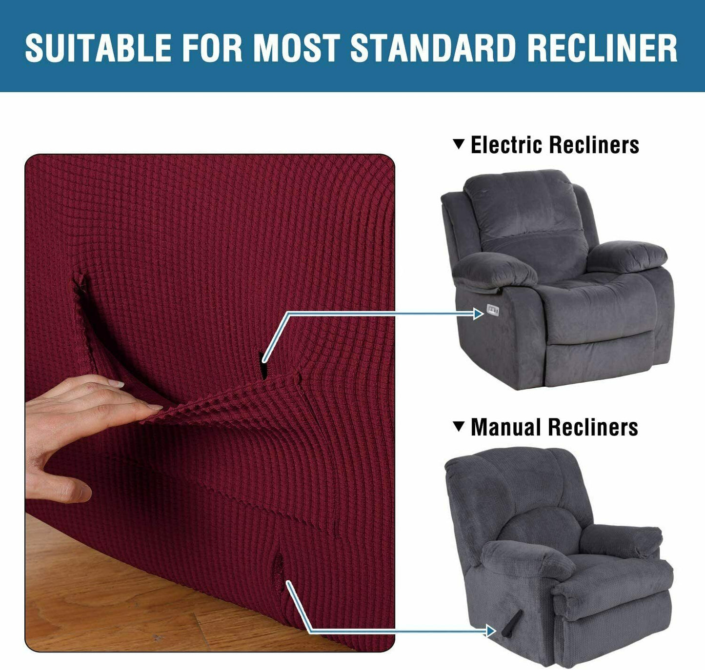 1Seater Stretch Recliner Sofa Soft Cover Furniture Protector Washable Slip Chair - Trendy Home Decors and Furnishings