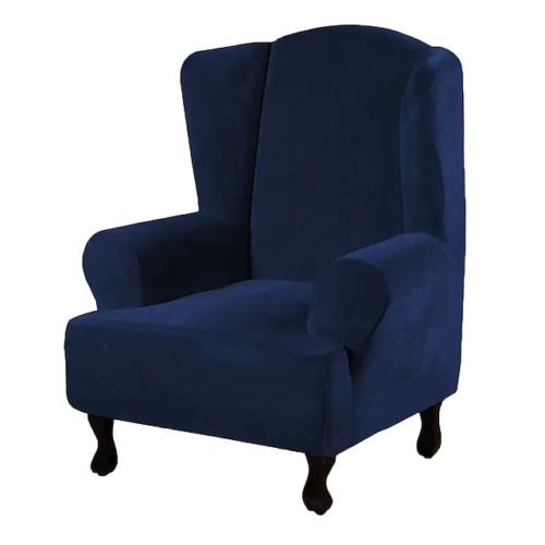 Wingback chair cover Velvet high back stretch full fit cover slipcover furniture - Trendy Home Decors and Furnishings