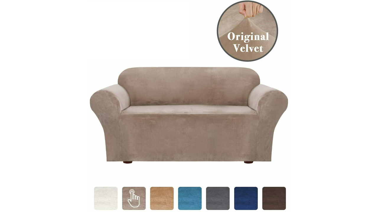 Taupe Velvet Cover for Standard and Reclining Sofas Couches Lounges Chairs Beige - Trendy Home Decors and Furnishings