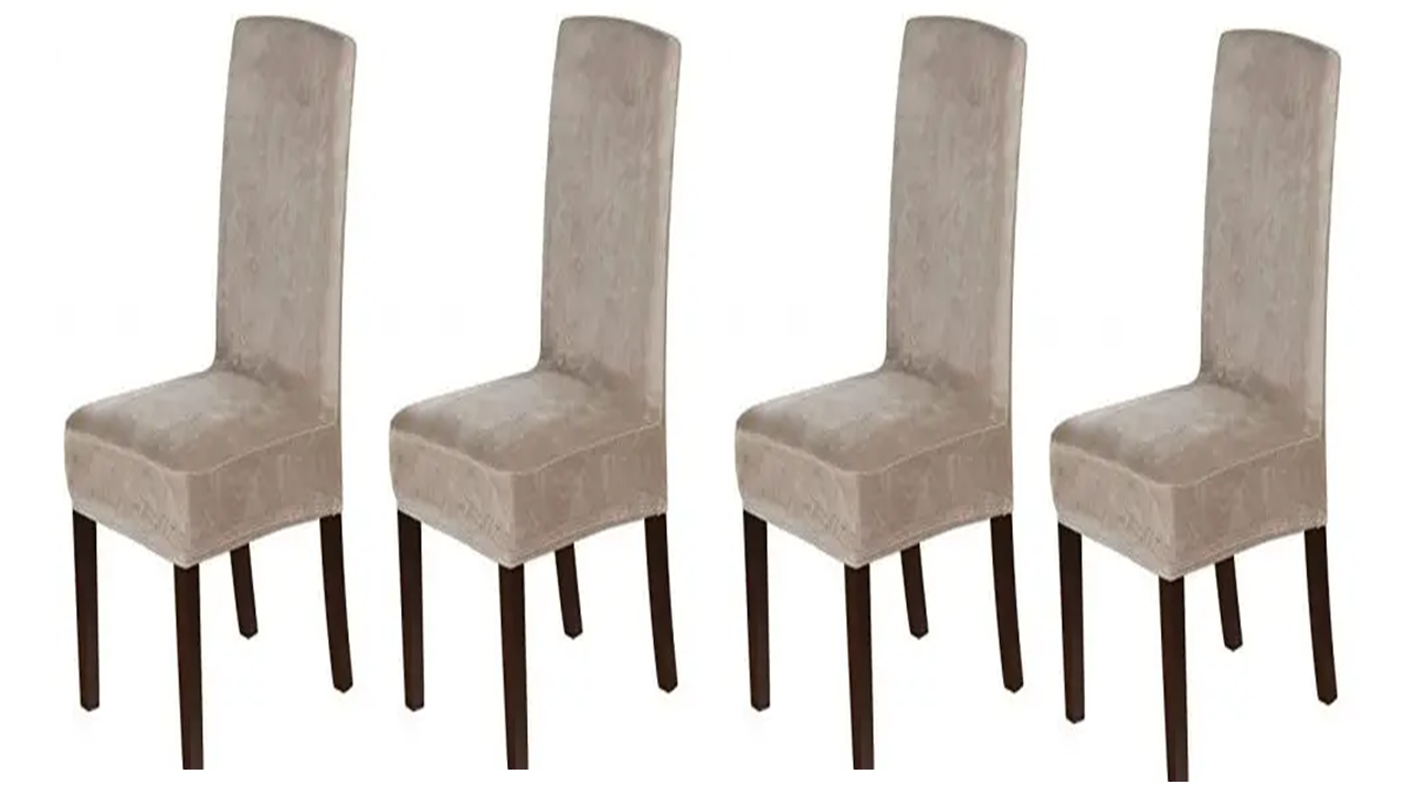 Velvet Fabric - Dining Chair Covers in Grey, Black, Taupe, TealGreen, NavyBlue, Burgundy - Trendy Home Decors and Furnishings