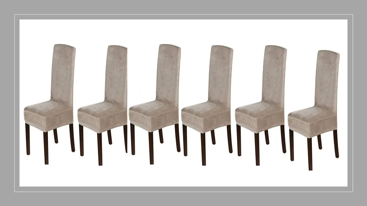 Velvet Fabric - Dining Chair Covers in Grey, Black, Taupe, TealGreen, NavyBlue, Burgundy - Trendy Home Decors and Furnishings