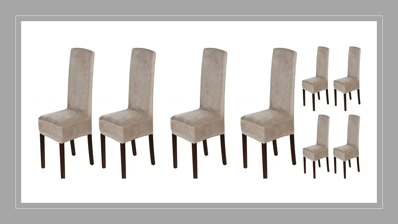 Velvet Fabric - Dining Chair Covers in Grey, Black, Taupe, TealGreen, NavyBlue, Burgundy - Trendy Home Decors and Furnishings