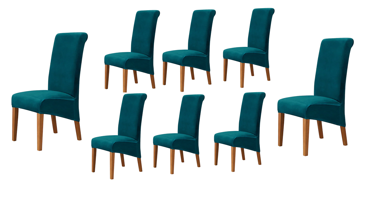 Velvet Fabric - Dining Chair Covers in Grey, Black, Taupe, TealGreen, NavyBlue, Burgundy - Trendy Home Decors and Furnishings